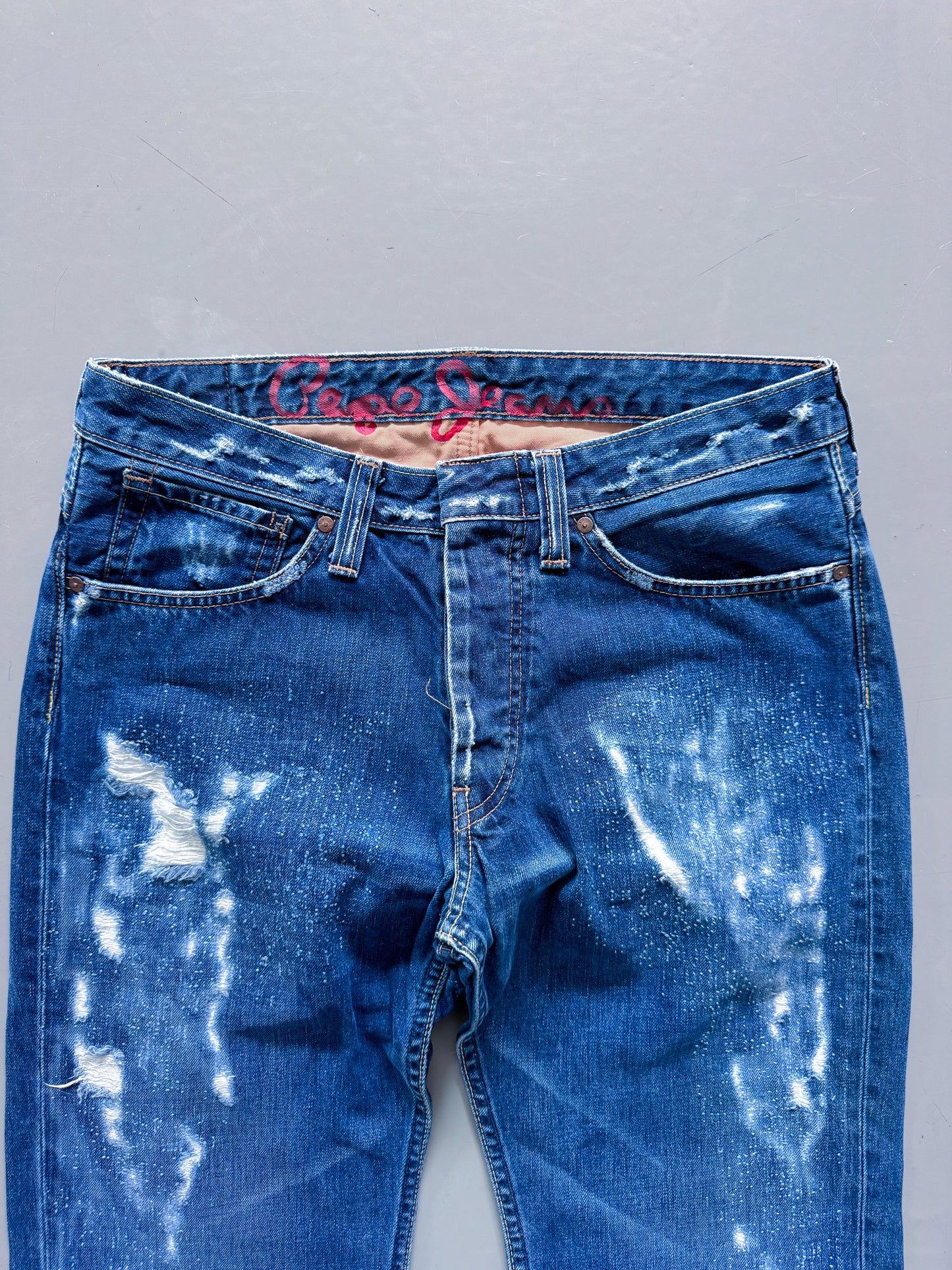Pepe Jeans Y2k Vintage Straight-Fit Distressed Jeans | S
