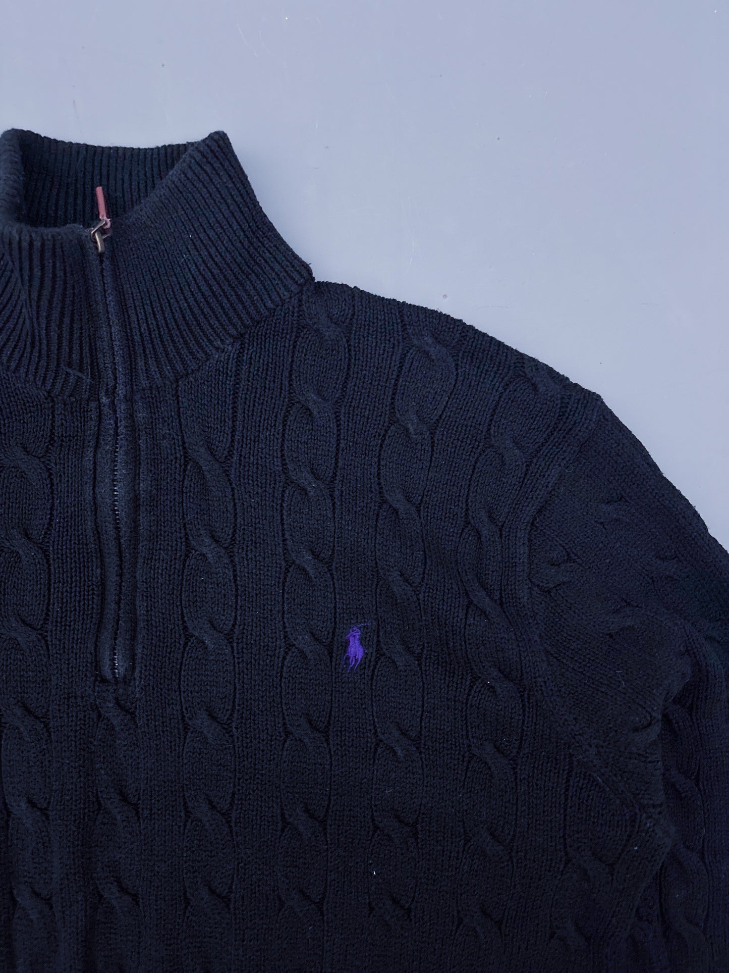 Polo Ralph Lauren Vintage *CABLE KNIT* Pullover / Quarter Zip | L