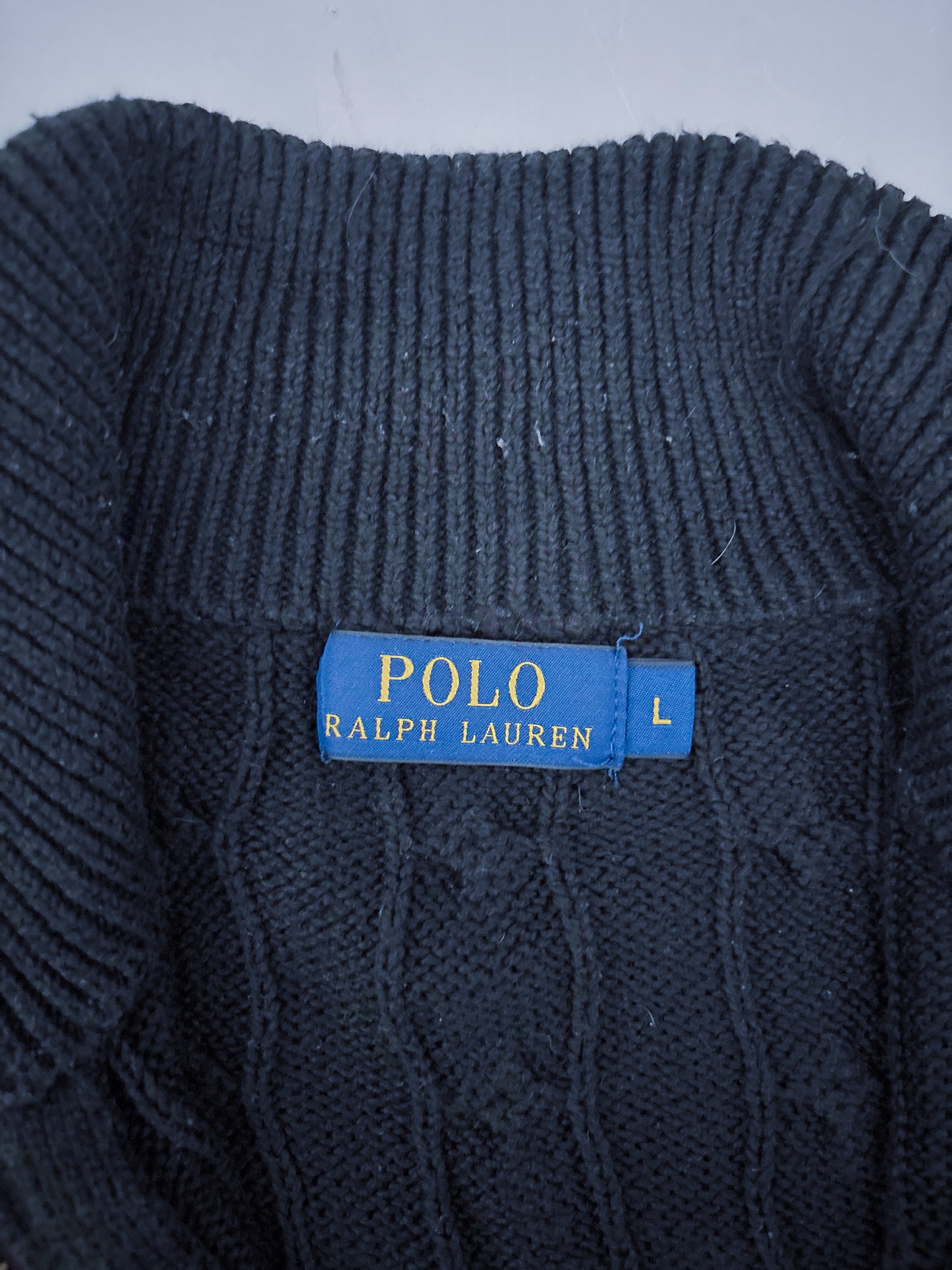 Polo Ralph Lauren Vintage *CABLE KNIT* Pullover / Quarter Zip | L