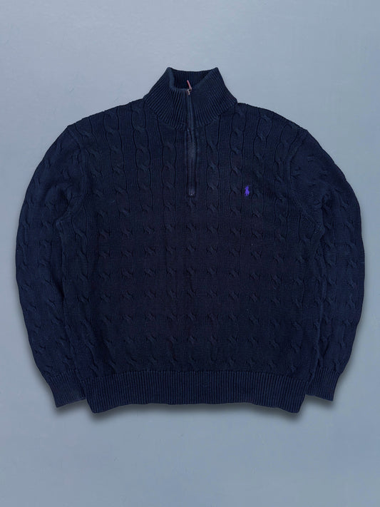 Polo Ralph Lauren Vintage *CABLE KNIT* Pullover / Quarter Zip | L