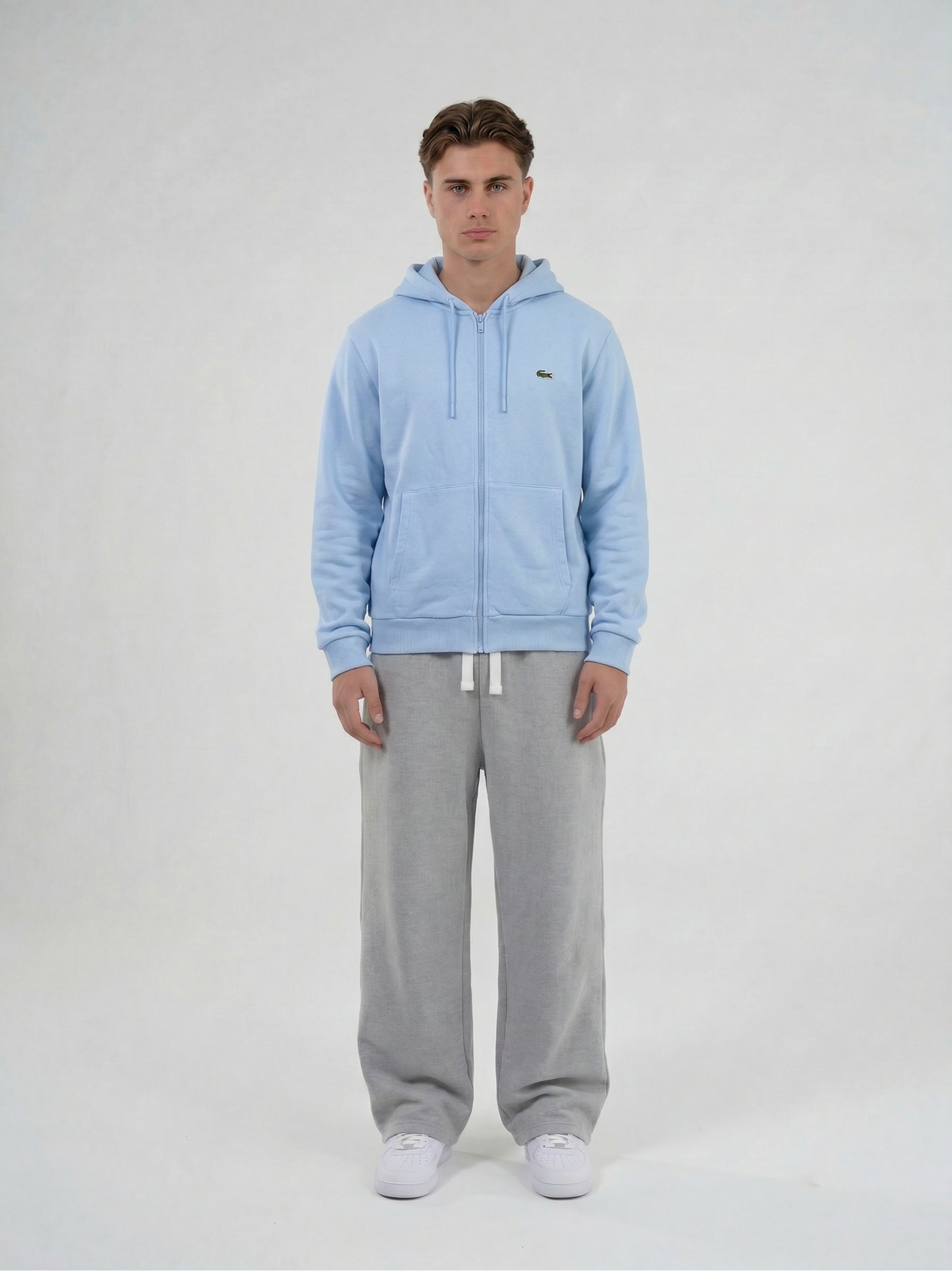 Lacoste Vintage Zip Hoodie in Hellblau